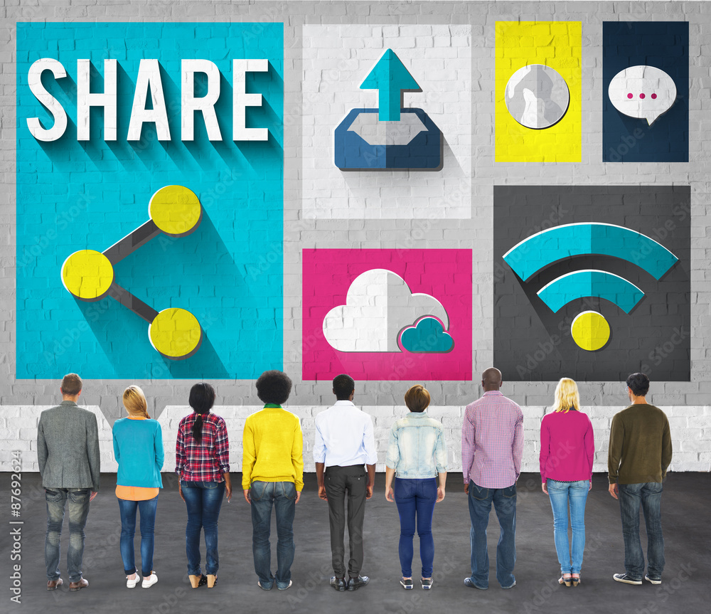Poster share social networking global communication concept