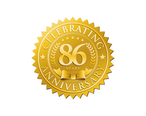 anniversary logo golden emblem 86
