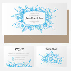 Vector vintage floral wedding invitation.