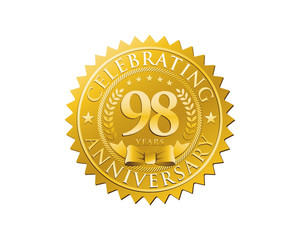 anniversary logo golden emblem 98