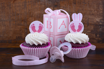 Vintage Style Baby Shower Cupcake and Gift Box