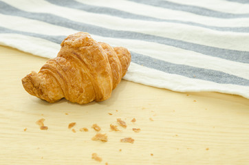 Croissant bread and stripped fabric