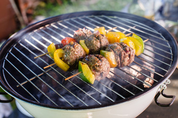 grilled meatballs with vegetables