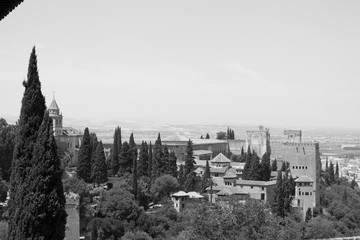 Fototapeta na wymiar Alhambra in black and white