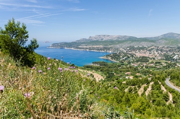Obraz premium Aerial view over Cassis in Provence, France
