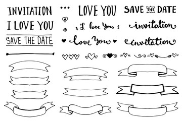 Vintage hand drawn romantic set