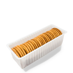 Cracker cookies isolated on white background