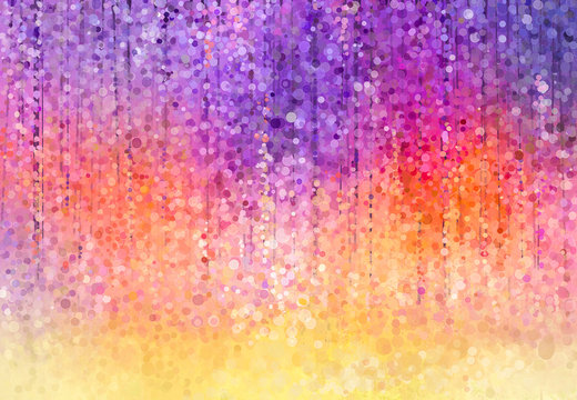 Fototapeta Abstract violet, red and yellow color flowers. Watercolor painting. Spring purple flowers Wisteria in blossom with bokeh background