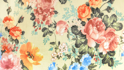 Retro Floral Pattern Fabric Background Vintage Style