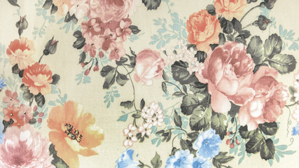 Retro Floral Pattern Fabric Background Vintage Style