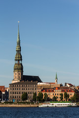 Riga, old town, and river Daugava