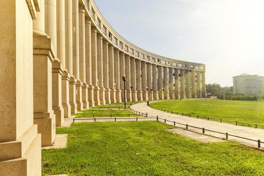 Europe Square illuminated by the morning sun in Montpellier