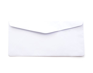 Blank long envelope isolated on white background with clipping path
