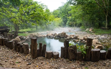 Zelfklevend Fotobehang Spring hot water nature attractions in Pai district Mae hong son © tuanjai62
