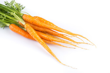 fresh carrots isolated on white background