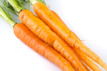 fresh carrots isolated on white background