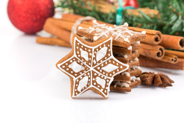 Star shape christmas gingerbread cookies