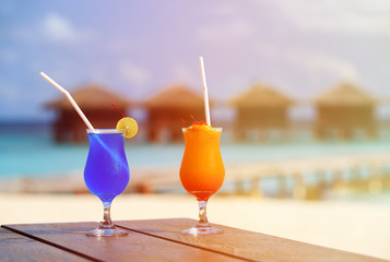 Two cocktails on luxury tropical resort