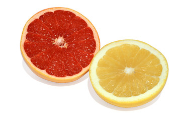 Yellow and red grapefruit