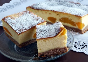 cheese cake with peach fruits