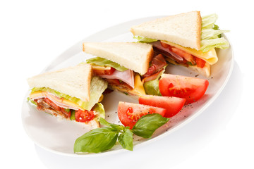 Sandwiches on white background 
