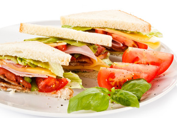 Sandwiches on white background 
