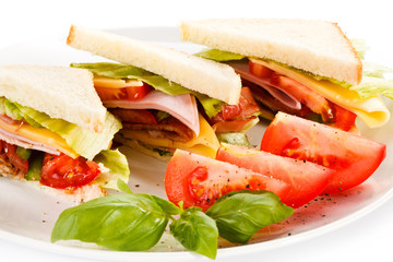 Sandwiches on white background 