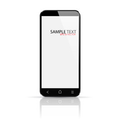 Smartphone with blank screen isolated on white.