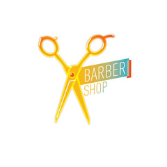 Barber shop Scissor label.