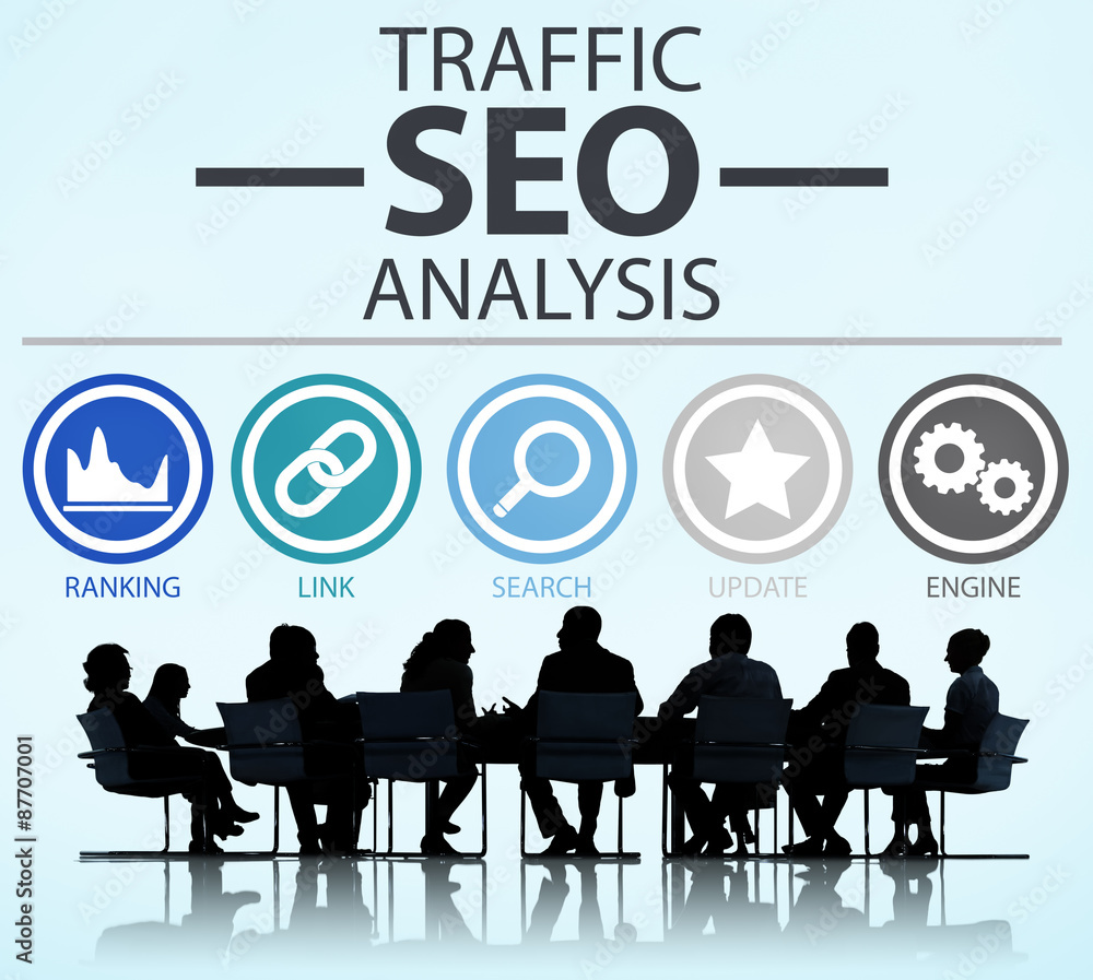 Aufkleber search engine optimisation analysis information data concept