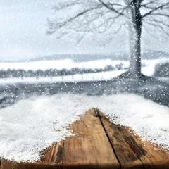 table place and wooden space of snow 