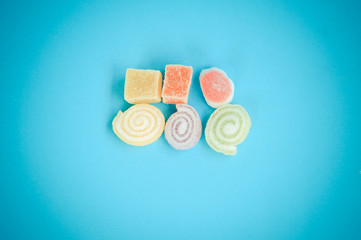 Colorful fruit-paste sweets with filter effect retro vintage sty