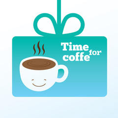Coffee card with smiling cup of coffee.