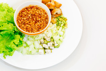 Vietnamese meatball wraps with vegetables (Nam-Neaung)