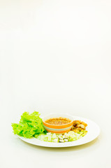 Vietnamese meatball wraps with vegetables (Nam-Neaung)