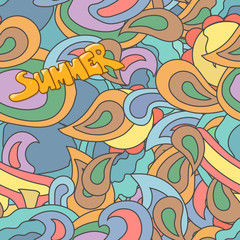 Colorful abstract hand-drawn seamless pattern, waves background