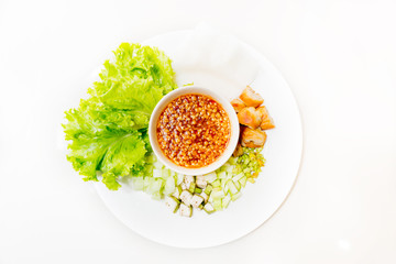 Vietnamese meatball wraps with vegetables (Nam-Neaung)