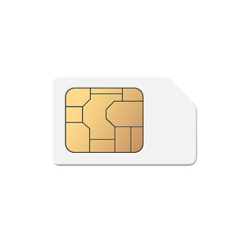 Vector Mobile Cellular Phone Sim Card Chip Isolated on