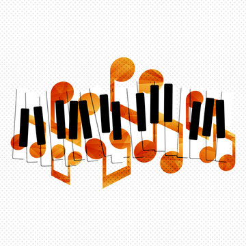 Piano keys musical notes creative concept. Vector graphic illustration.