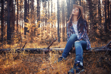 portrait of a happy teenage girl in nature