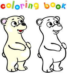 Funny cartoon polar bear coloring book