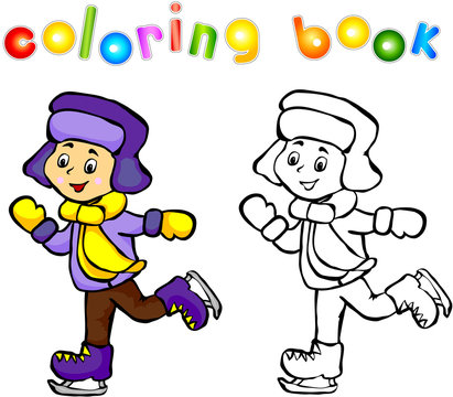 Boy skating coloring book
