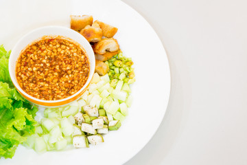 Vietnamese meatball wraps with vegetables (Nam-Neaung)