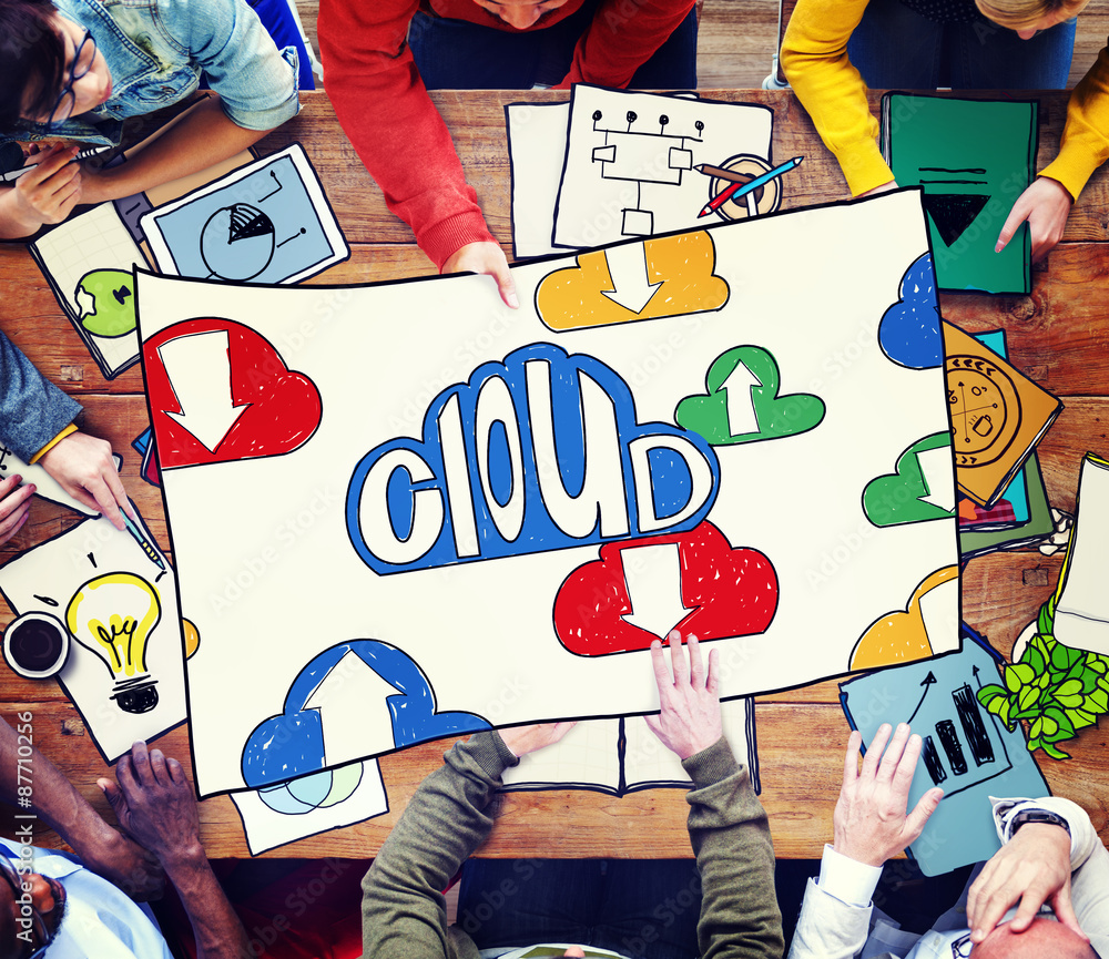Poster cloud link computing technology data concept