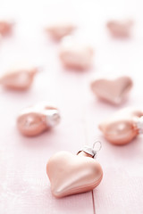 Pink Heart shaped Christmas baubles