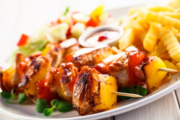 Kebab - grilled meat and vegetables 
