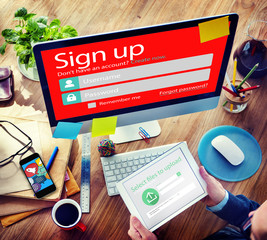 Sign Up Usename Password Log In Protection Concept