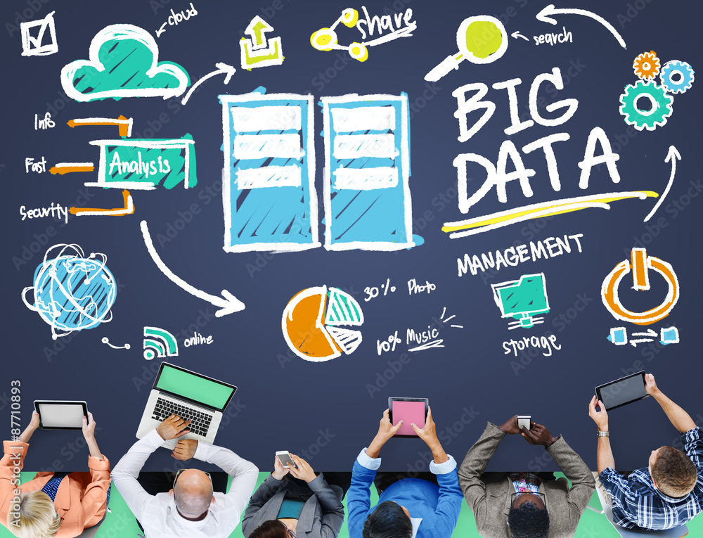 Poster big data storage online technology database concept