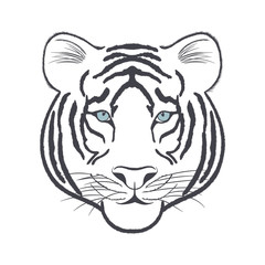 White Tiger head - vector iIllustration