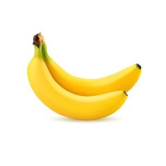 Bananas realistic illustration on white backgroud.